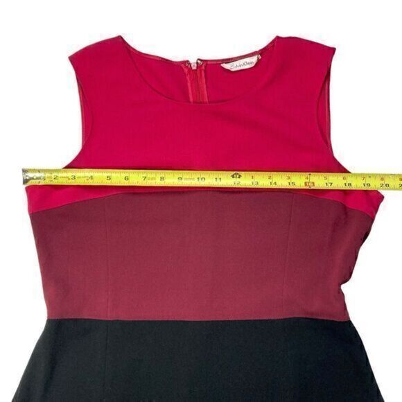 Calvin Klein Color Block A-line Dress Women L Career Business Casual Dinner Date - Picture 10 of 14
